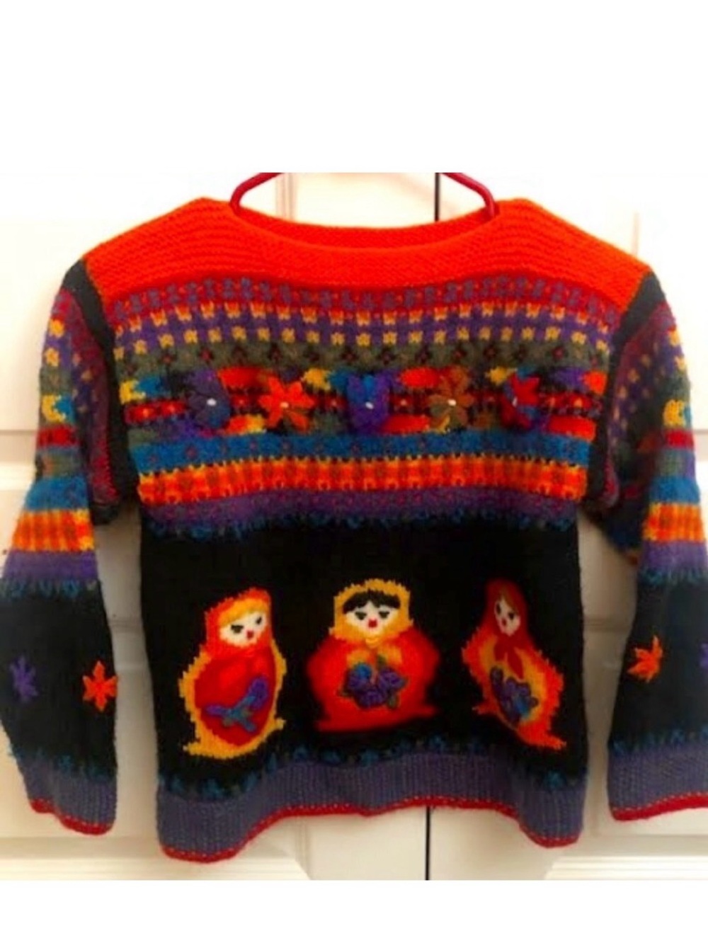 MOLLY GOGGLES Girls Vintage 90s Russian Dolls Wool Sweater M